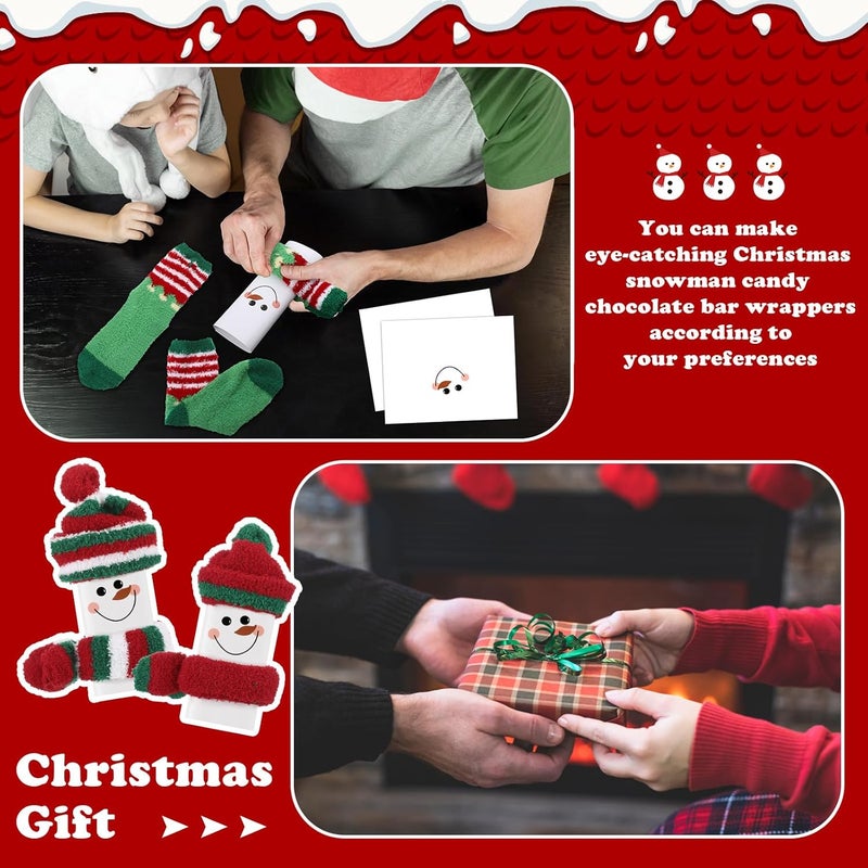 Halfchet 18 Sets Winter Snowman Candy Wrapper Gift Kit with Soft Fuzzy Socks Winter DIY Candy Chocolate Bar Wrappers Craft Snowman Gift Boxes Kit for Holiday Favor Supplies - Image 5